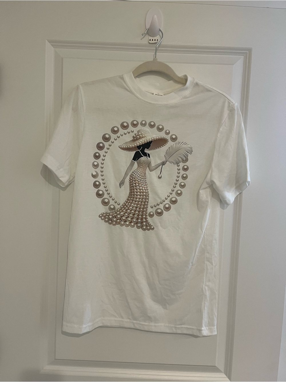 White Girls' Pearl-Embellished Graphic Tee